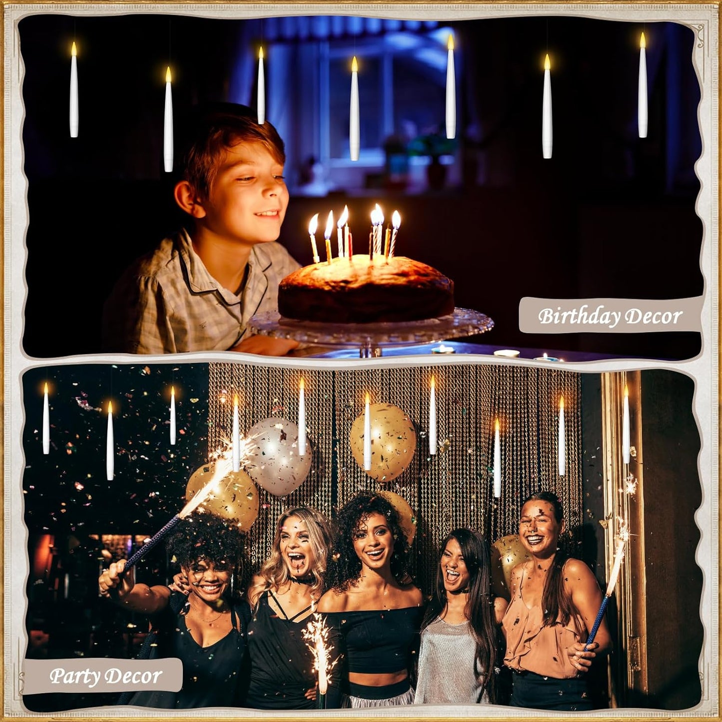 Floating Candles with Wand 20Pcs - Halloween Decorations, Magic Hanging Candles