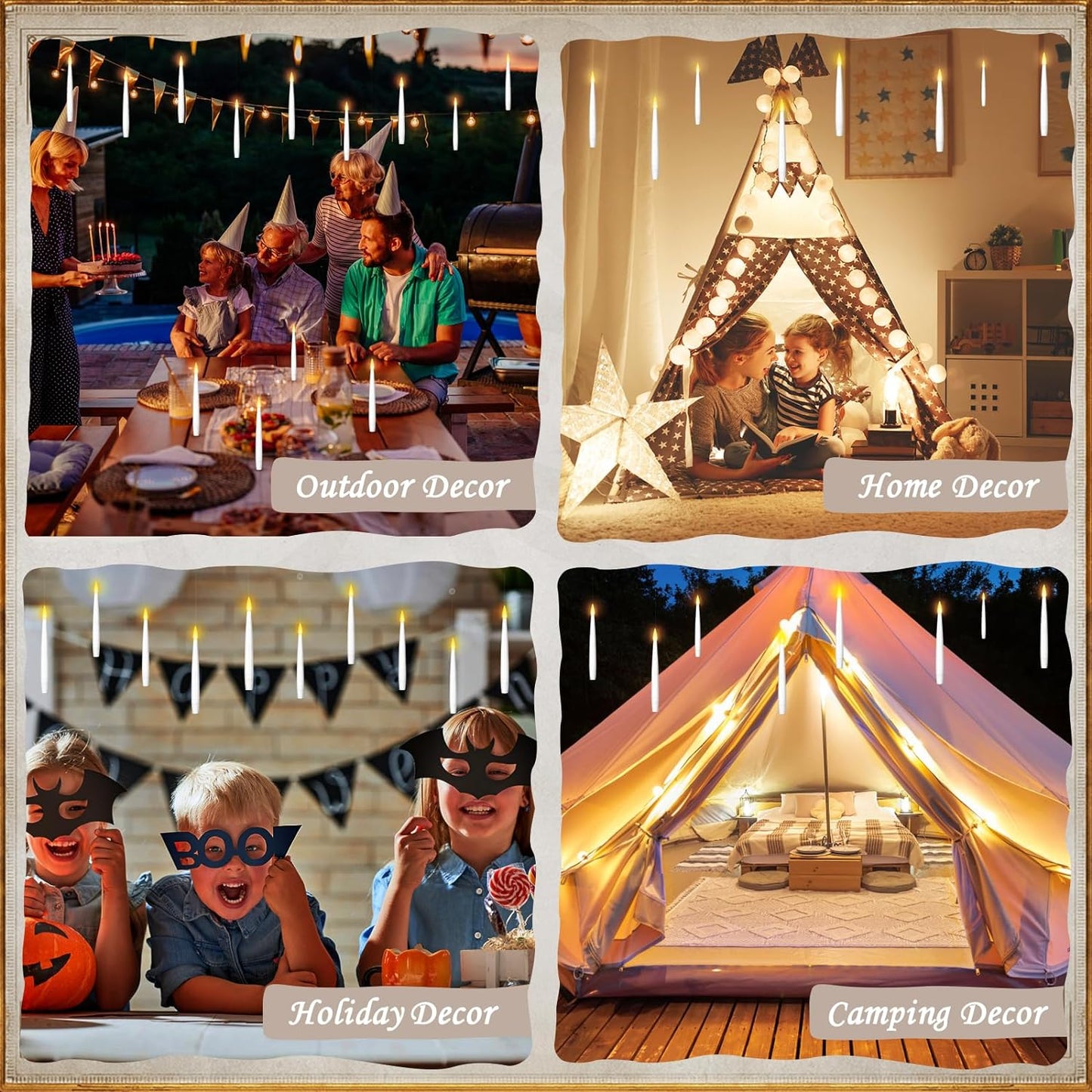 Floating Candles with Wand 20Pcs - Halloween Decorations, Magic Hanging Candles