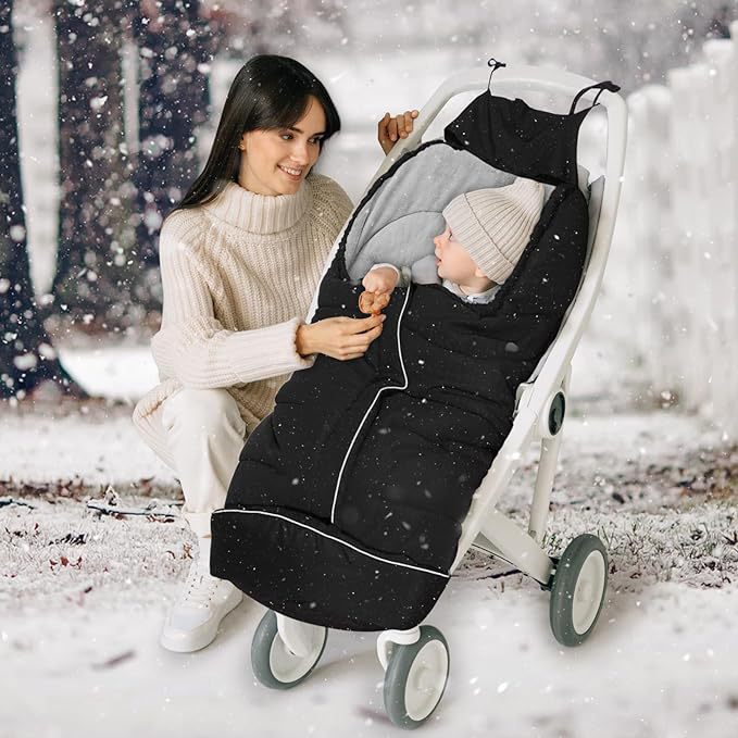 Fleece-Lined Stroller Sleeping Bag with Foot Cover