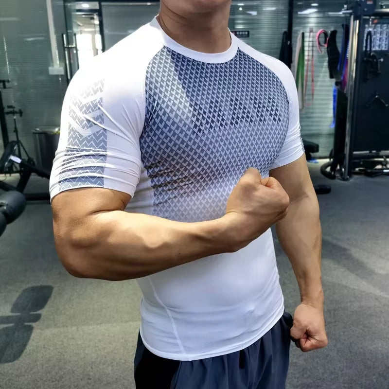 Men Compression T-Shirt Male Sporting Skinny Tee Shirt Homme Gyms Running Tight Sweatshirts Fitness Sports Rashguard plus Size