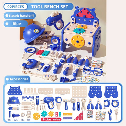 Educational Pretend Play Construction Children Home Toolbox Simulation Drill Screw Removal Puzzle Multi-Functional Assembly Toy