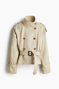 waist-cinched short windbreaker coat