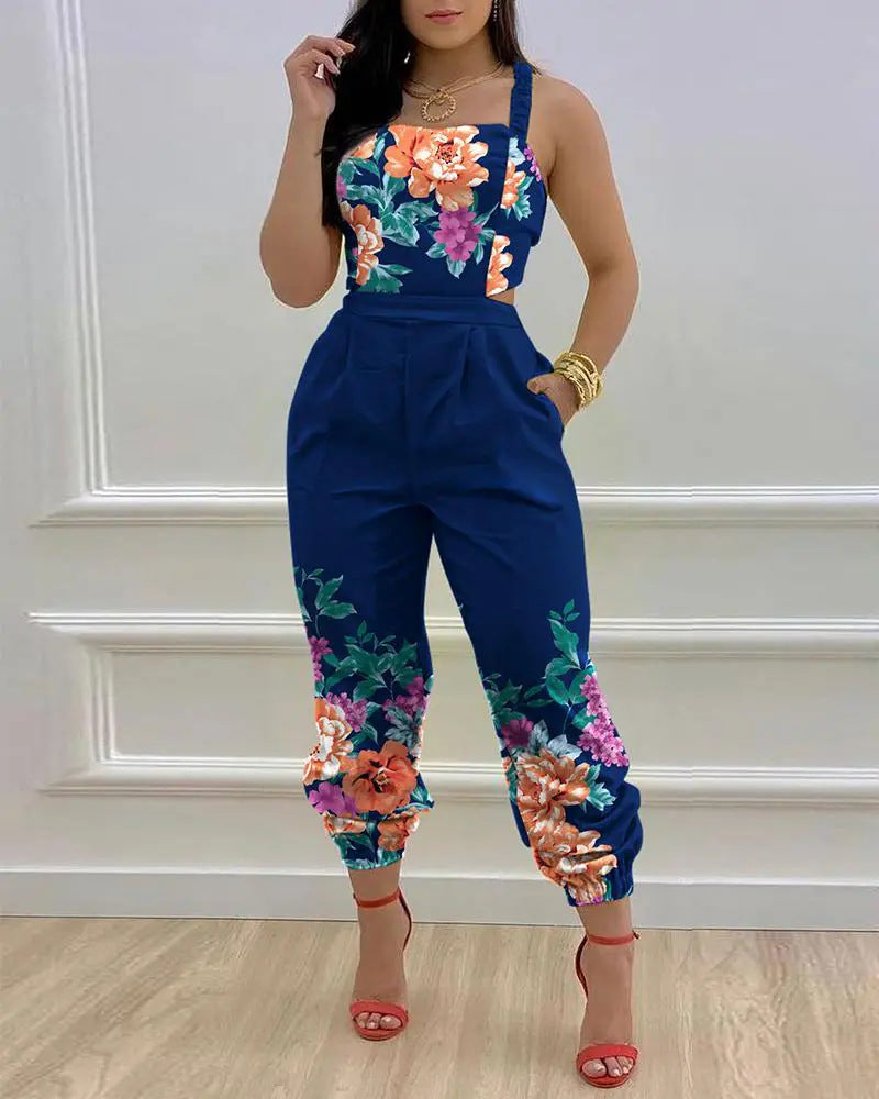 High Waist Lace-Up Leggings Jumpsuit
