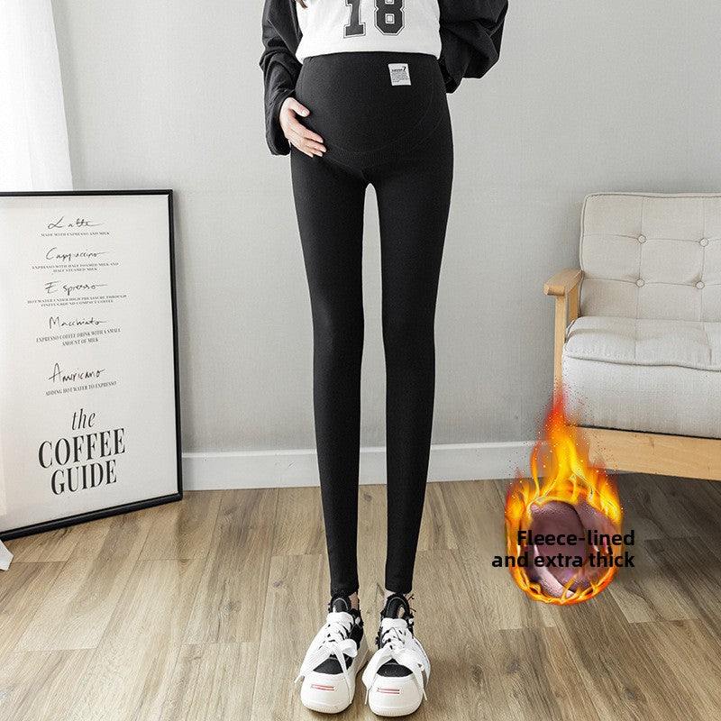 Maternity Leggings with Belly Support Cotton Cropped Pants