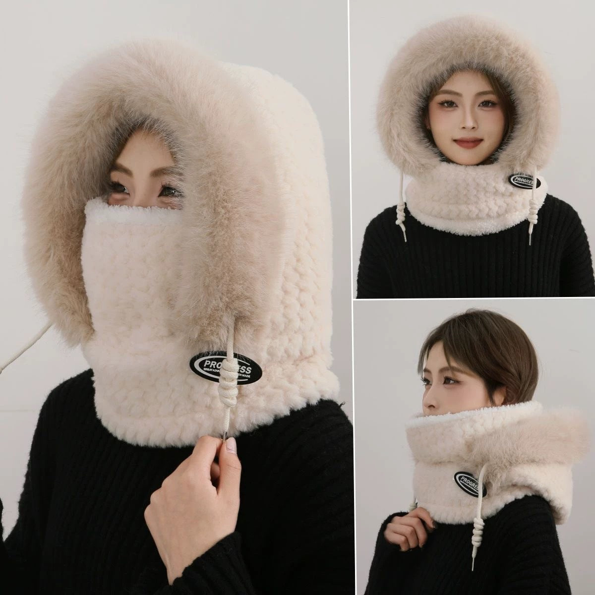 Windproof Winter Hat with Scarf and Mask for Women