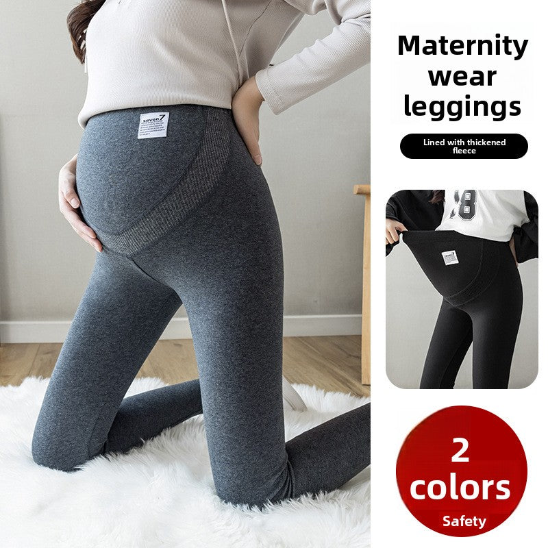 Maternity Leggings with Belly Support Cotton Cropped Pants