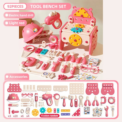 Educational Pretend Play Construction Children Home Toolbox Simulation Drill Screw Removal Puzzle Multi-Functional Assembly Toy