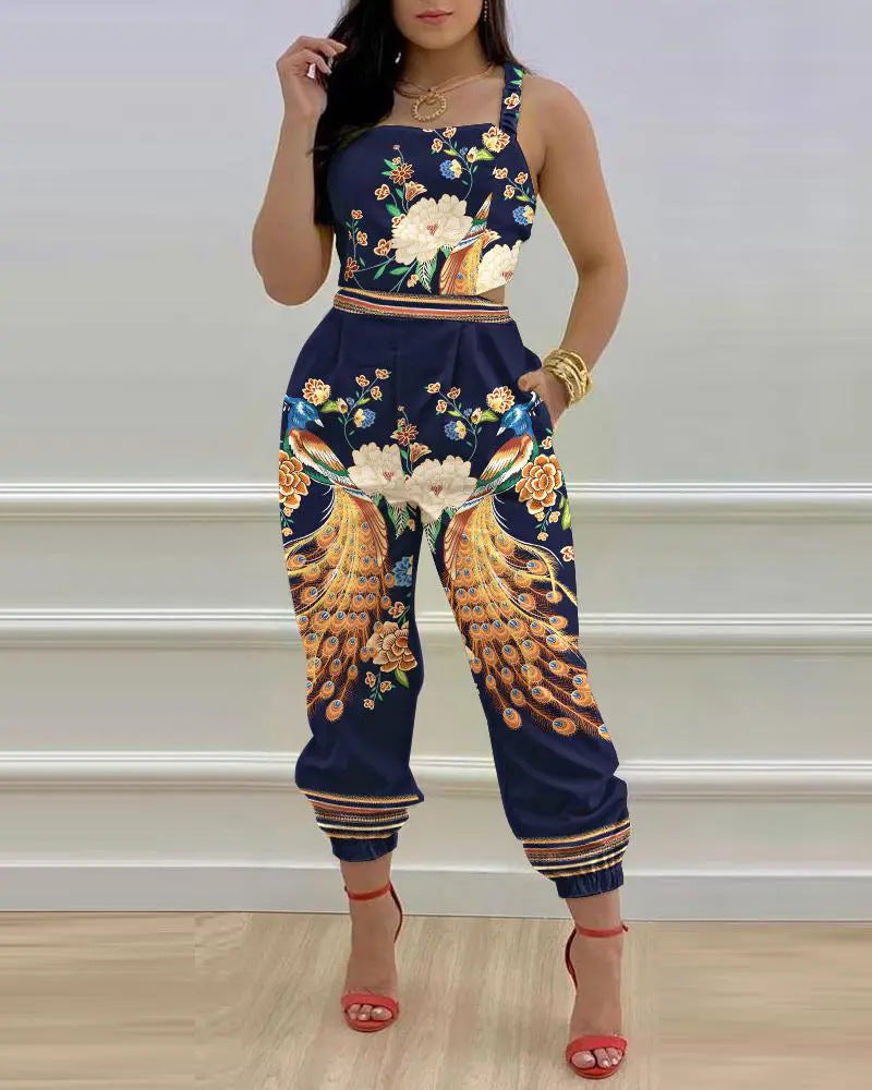 High Waist Lace-Up Leggings Jumpsuit