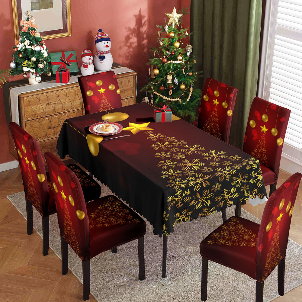 Christmas Printed Tablecloth and Chair Cover Set