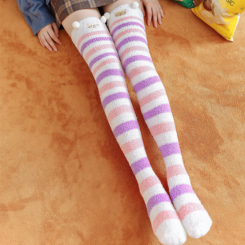Winter Cartoon Fleece Knee Socks