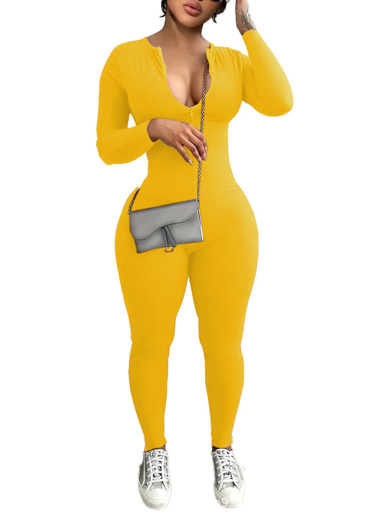 Seamless Long Sleeve Zipper Jumpsuit