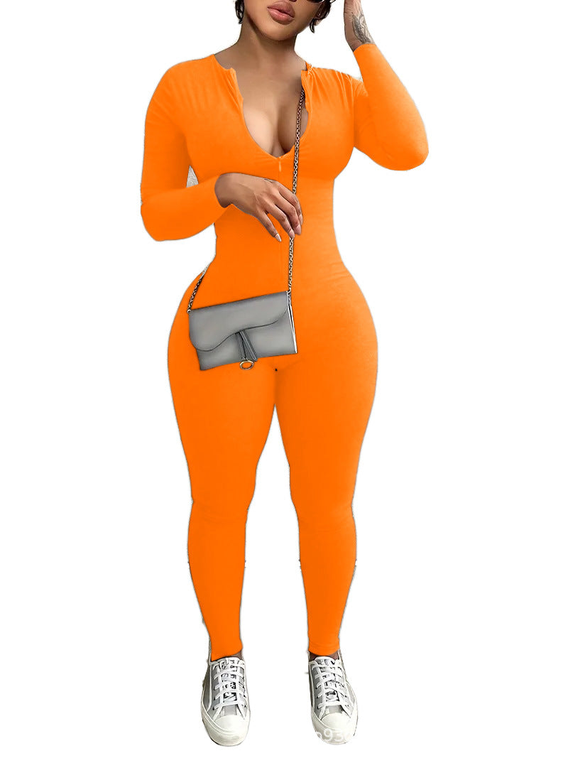 Seamless Long Sleeve Zipper Jumpsuit