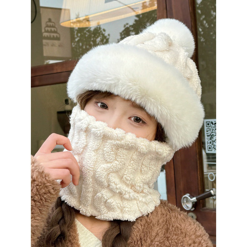 Windproof Winter Hat with Scarf and Mask for Women