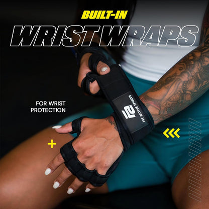 Fit Active Sports New Ventilated Weight Lifting Workout Gloves with Built-In Wrist Wraps for Men and Women - Great for Gym Fitness, Cross Training, Hand Support & Weightlifting.