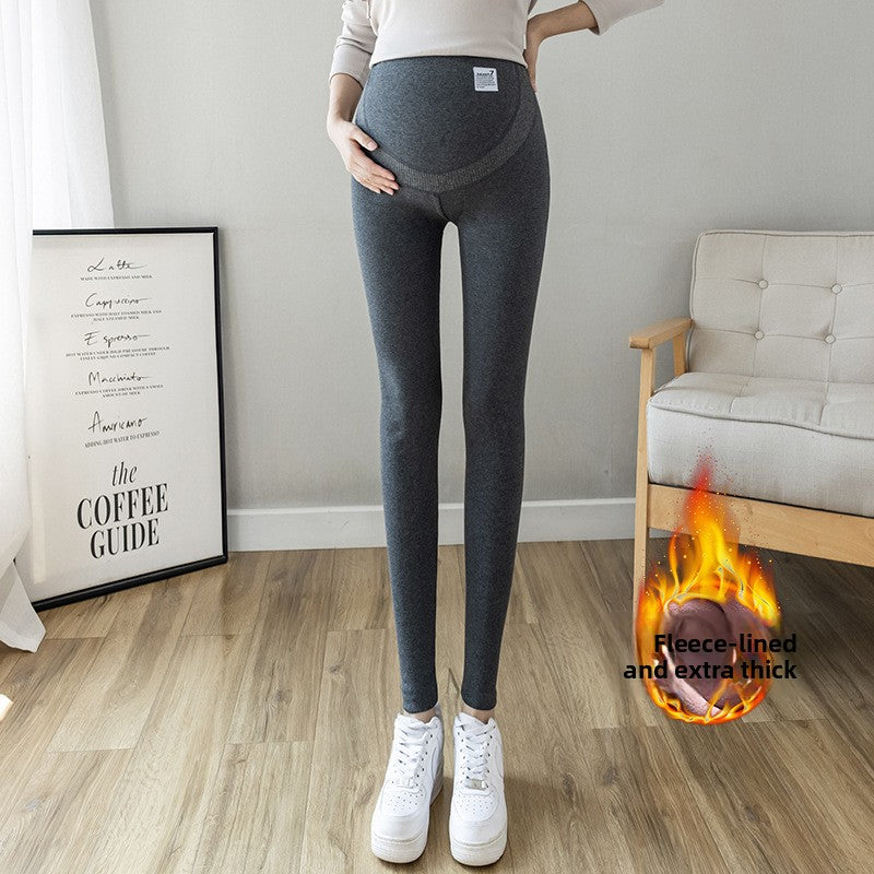 Maternity Leggings with Belly Support Cotton Cropped Pants