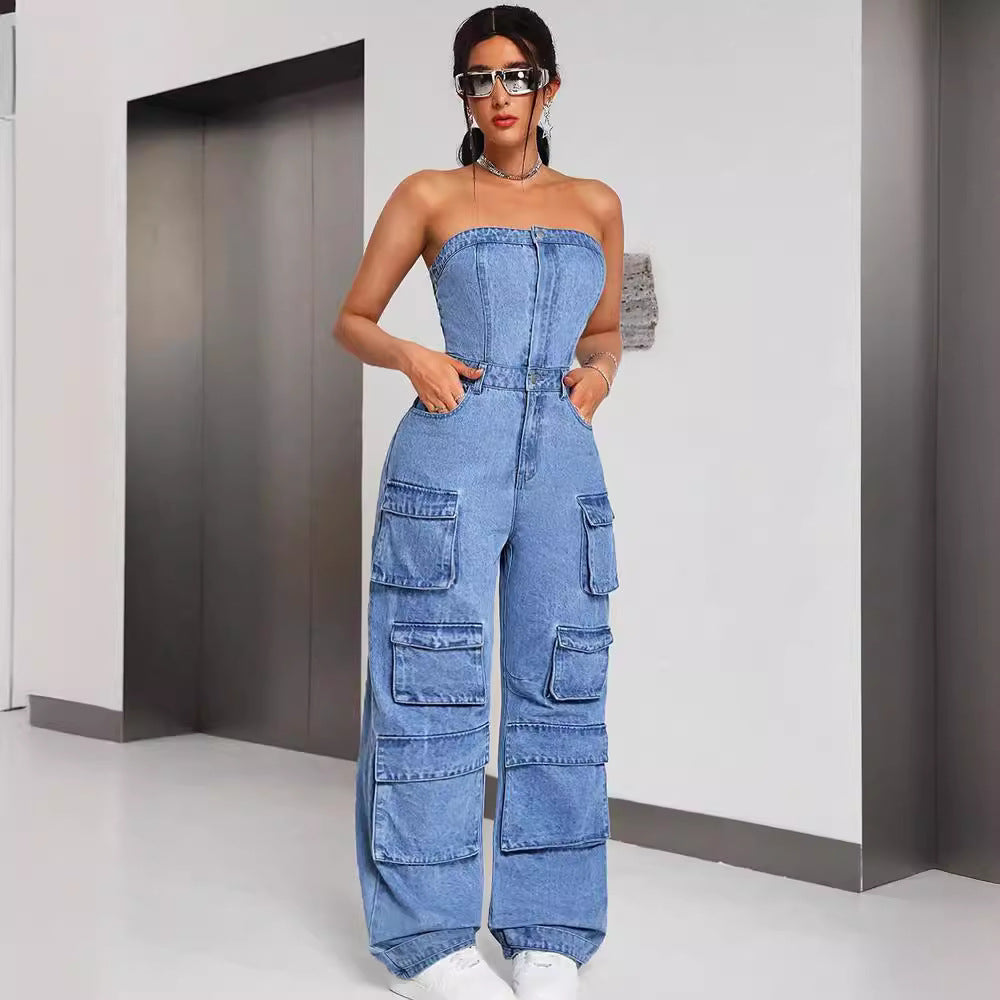 Women's denim jumpsuit