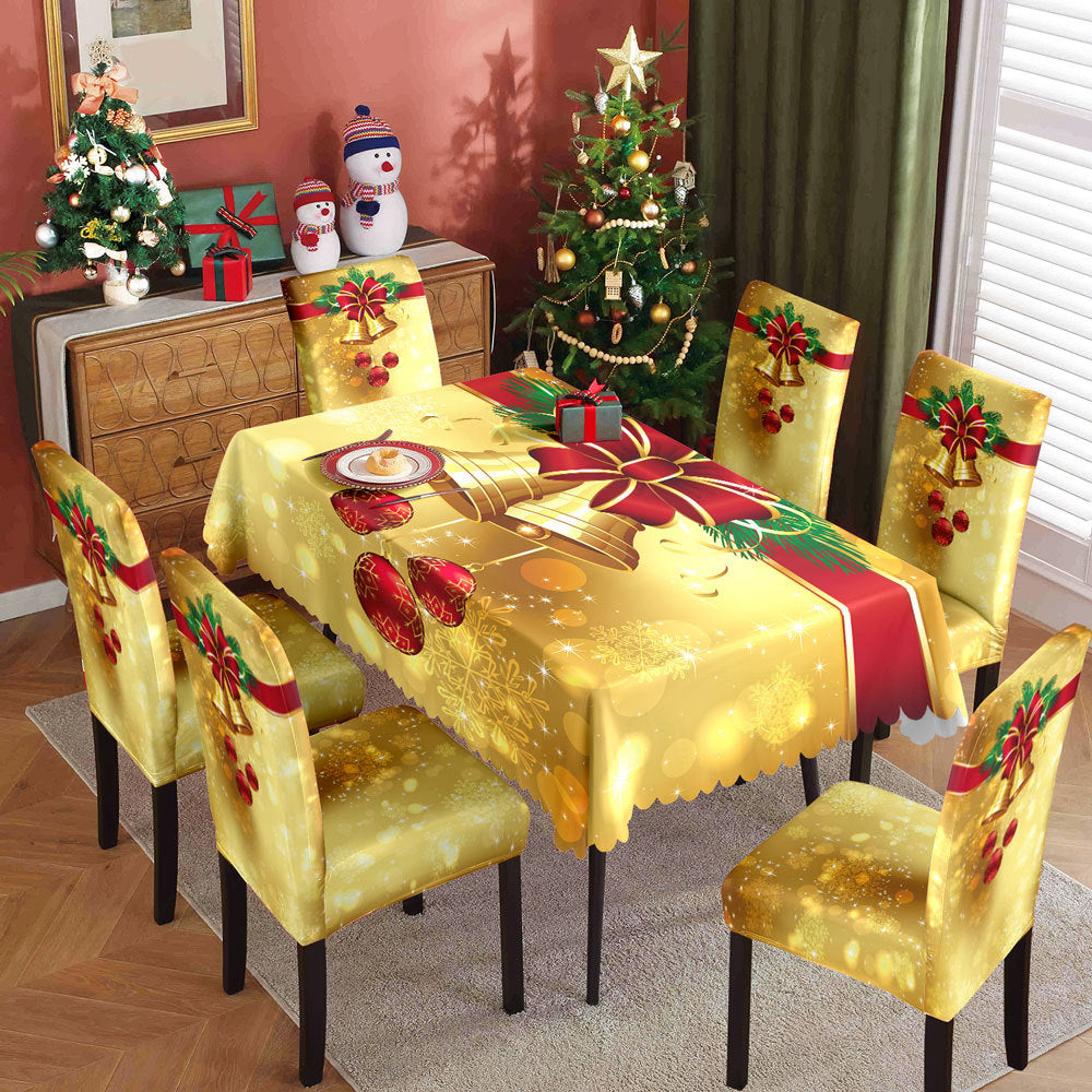 Christmas Printed Tablecloth and Chair Cover Set