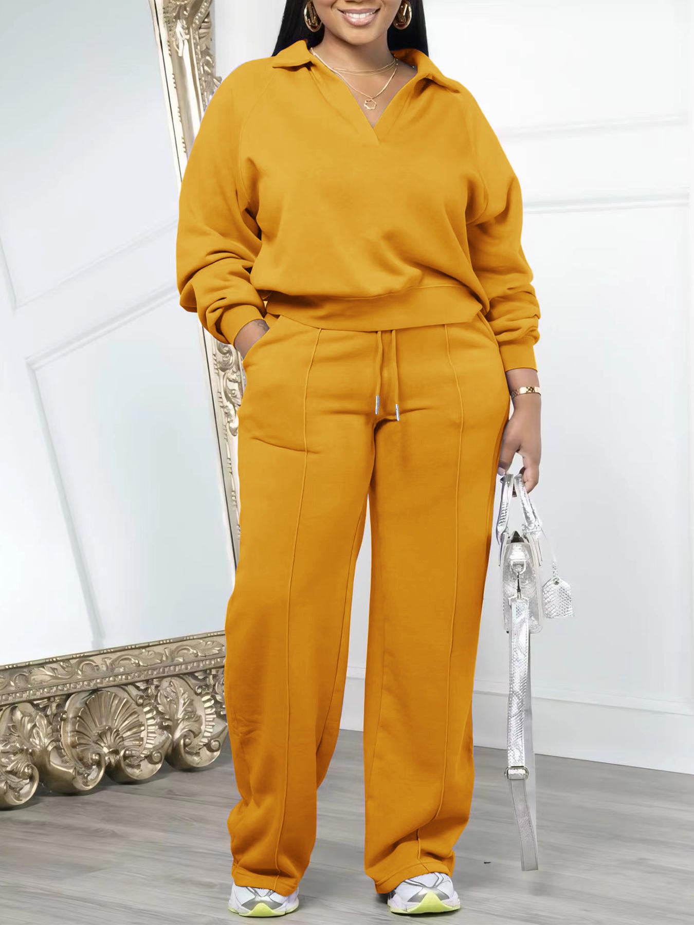 Women Casual Solid Color Tracksuit Set