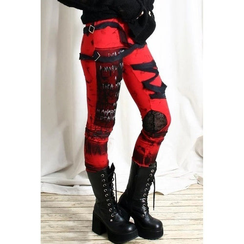Gothic Mesh Lace-Up High Waist Leggings
