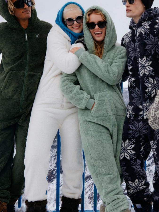 Winter Coral Fleece Warm Jumpsuit in Multiple Colors for Men and Women Couples