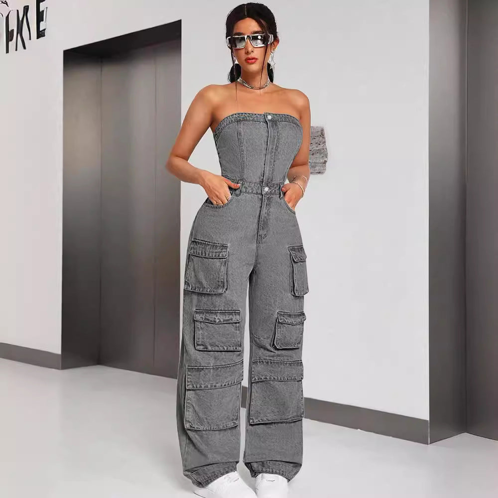 Women's denim jumpsuit