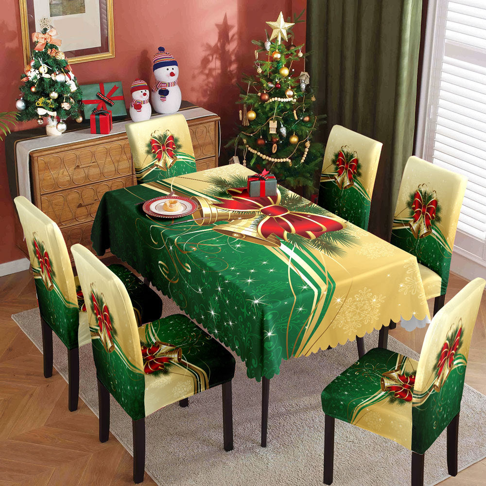 Christmas Printed Tablecloth and Chair Cover Set