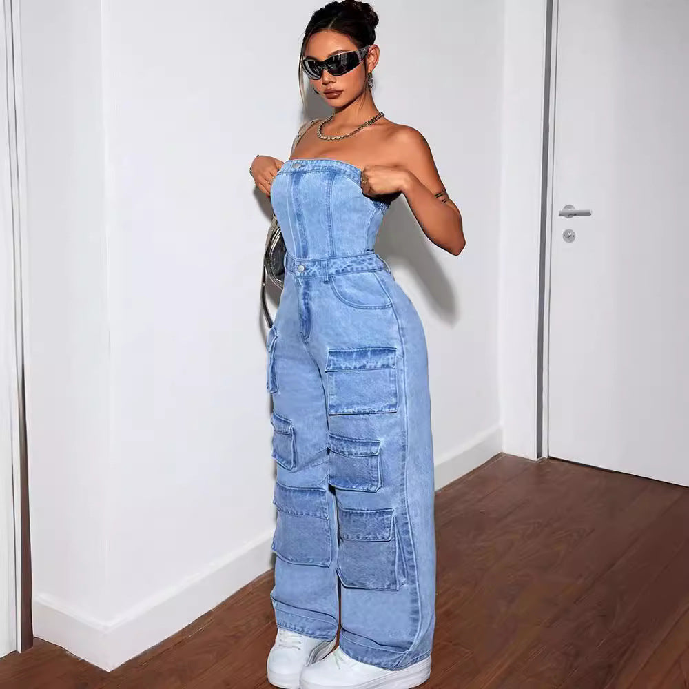 Women's denim jumpsuit