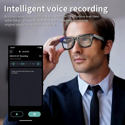 Fashion AI Camera Smart Glasses IP65 Waterproof Bluetooth Call Playing Music Smart Glasses Identify Pictures Use Chatgpt