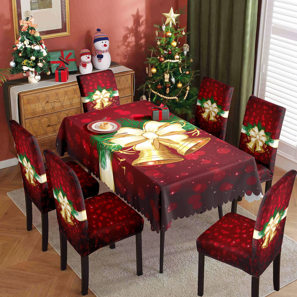 Christmas Printed Tablecloth and Chair Cover Set