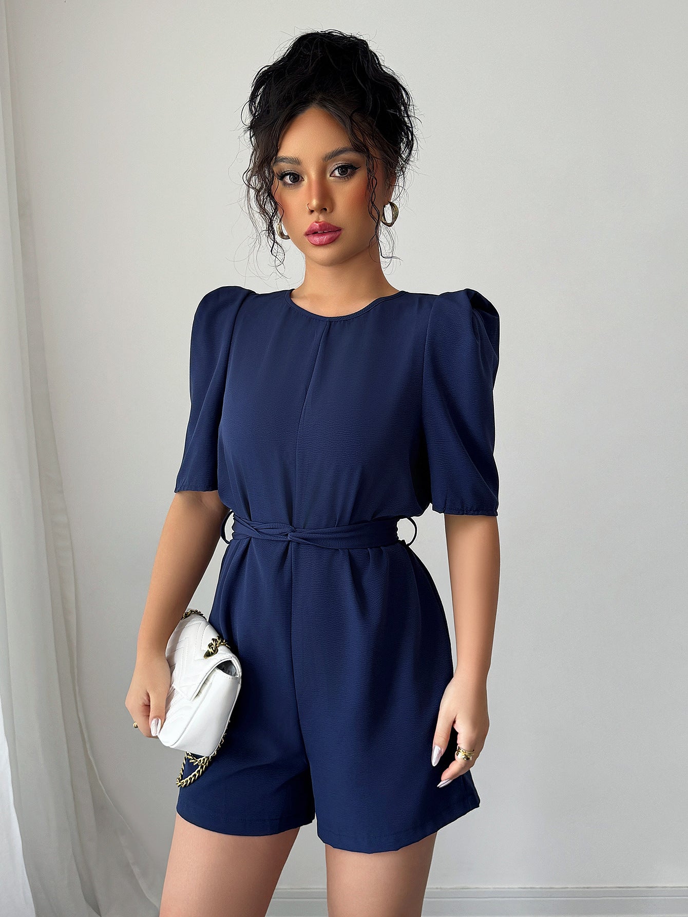 Puff sleeve jumpsuit
