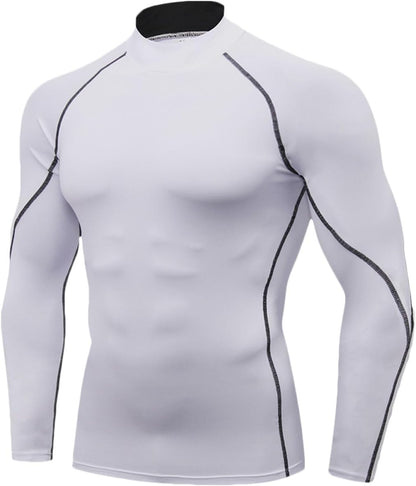 LANBAOSI 3 Pack Mens Mock Turtleneck Compression Shirts Long Sleeve Sun Protection Shirts Cooling Workout Gym Tops Undershirt