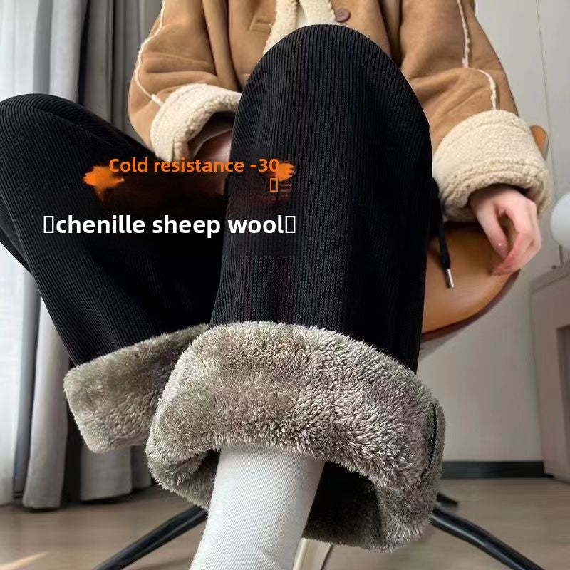 Mens Fleece-Lined Corduroy Winter Pants