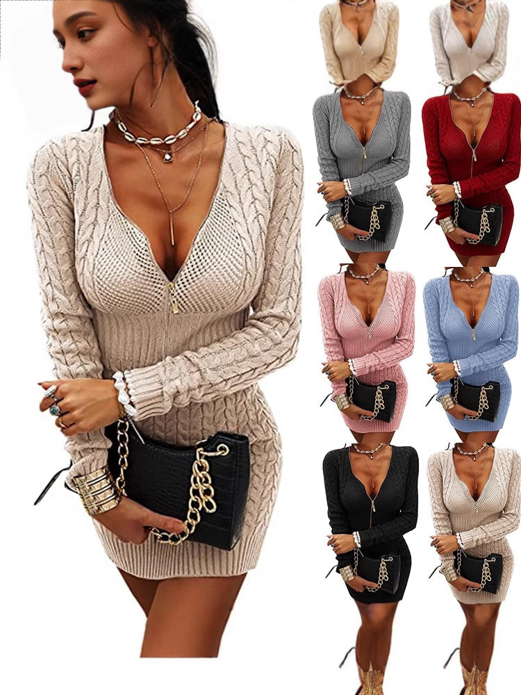 Solid Color Slim Dress for Women