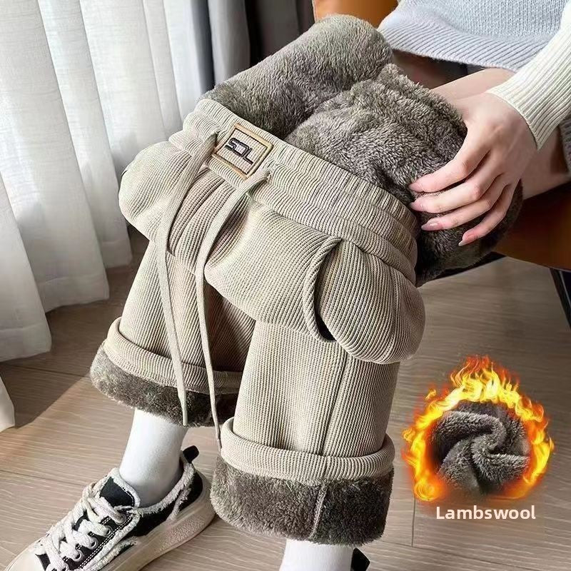 Mens Fleece-Lined Corduroy Winter Pants