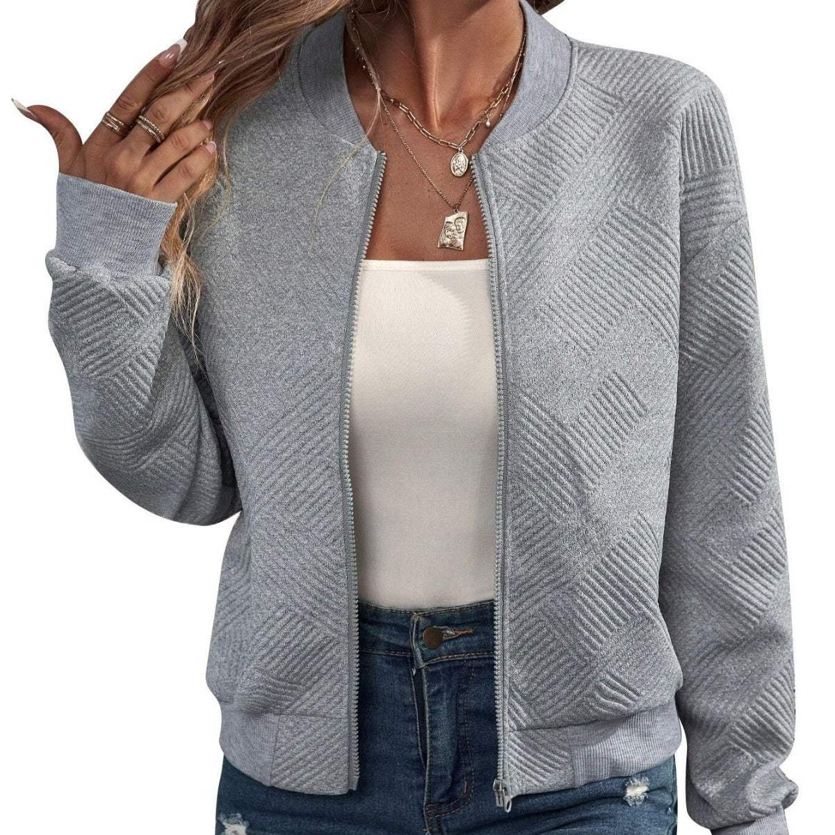 Jacket Baseball Collar Casual Jacket for Women