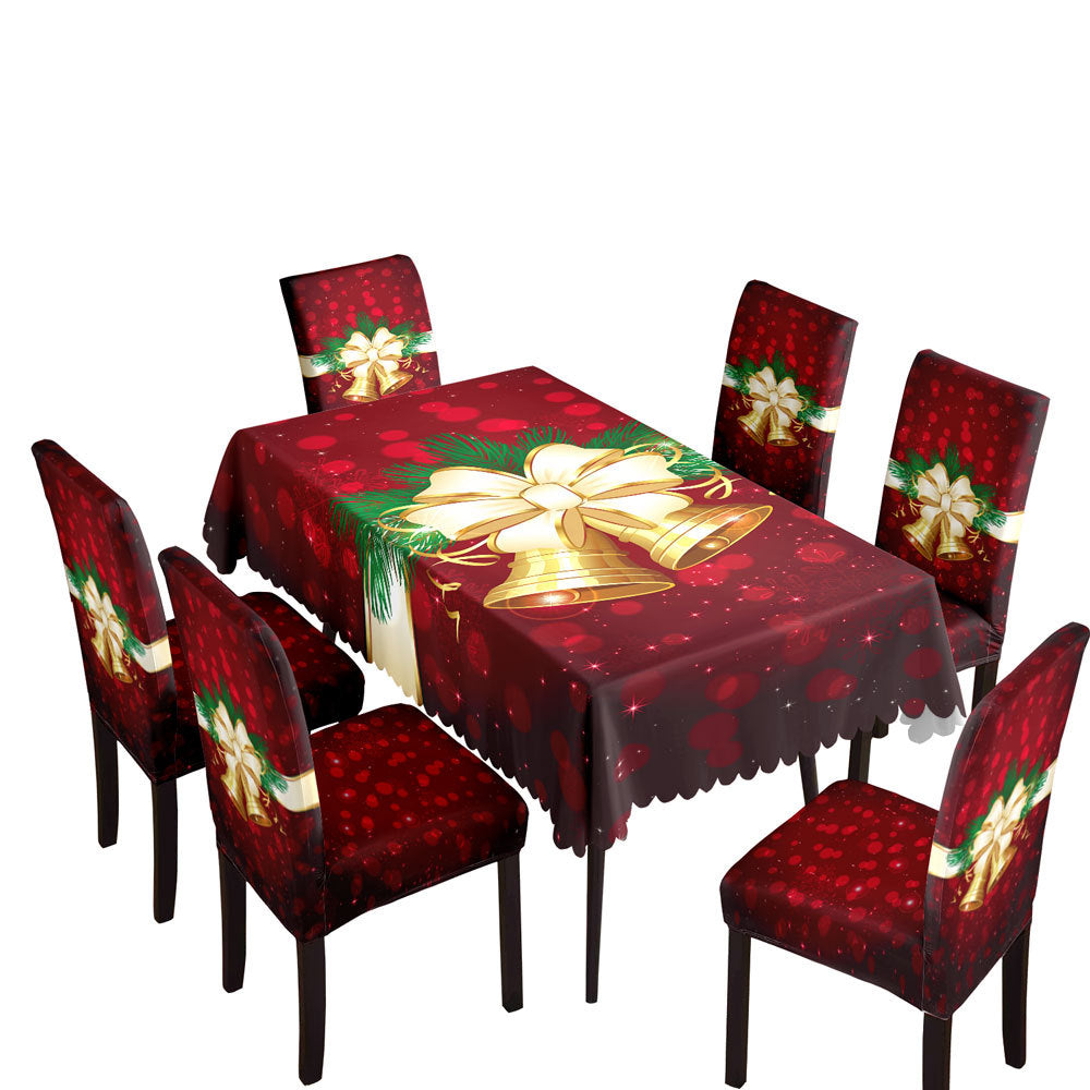 Christmas Printed Tablecloth and Chair Cover Set