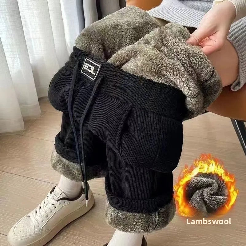 Mens Fleece-Lined Corduroy Winter Pants