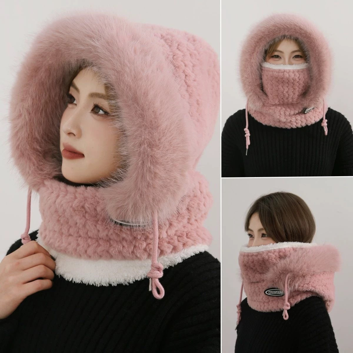 Windproof Winter Hat with Scarf and Mask for Women