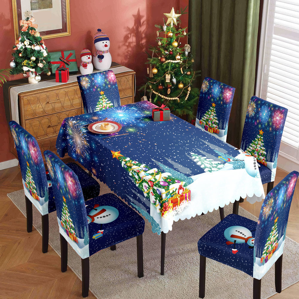 Christmas Printed Tablecloth and Chair Cover Set