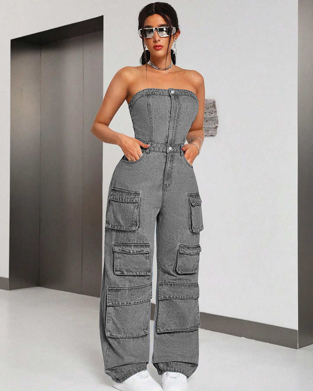 Women's denim jumpsuit