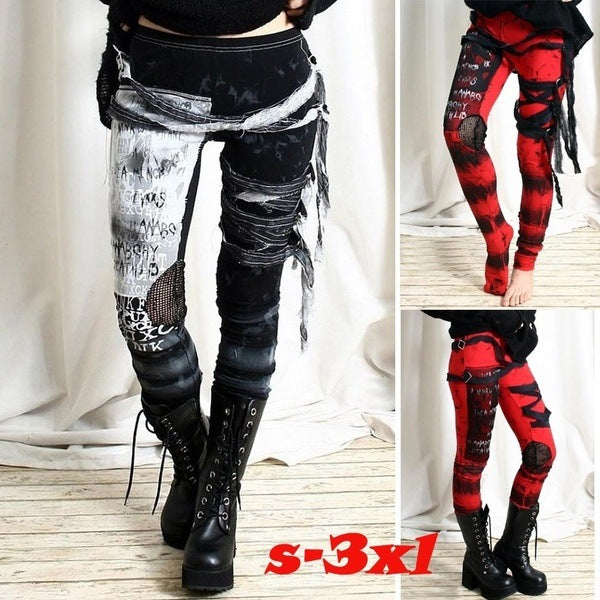 Gothic Mesh Lace-Up High Waist Leggings