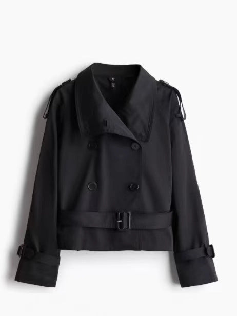 waist-cinched short windbreaker coat