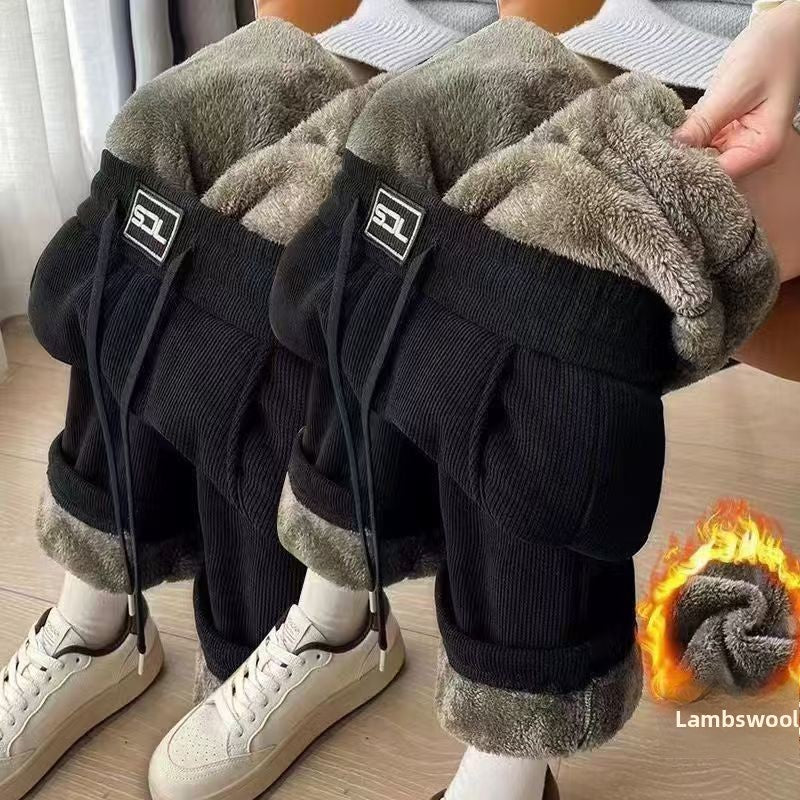 Mens Fleece-Lined Corduroy Winter Pants