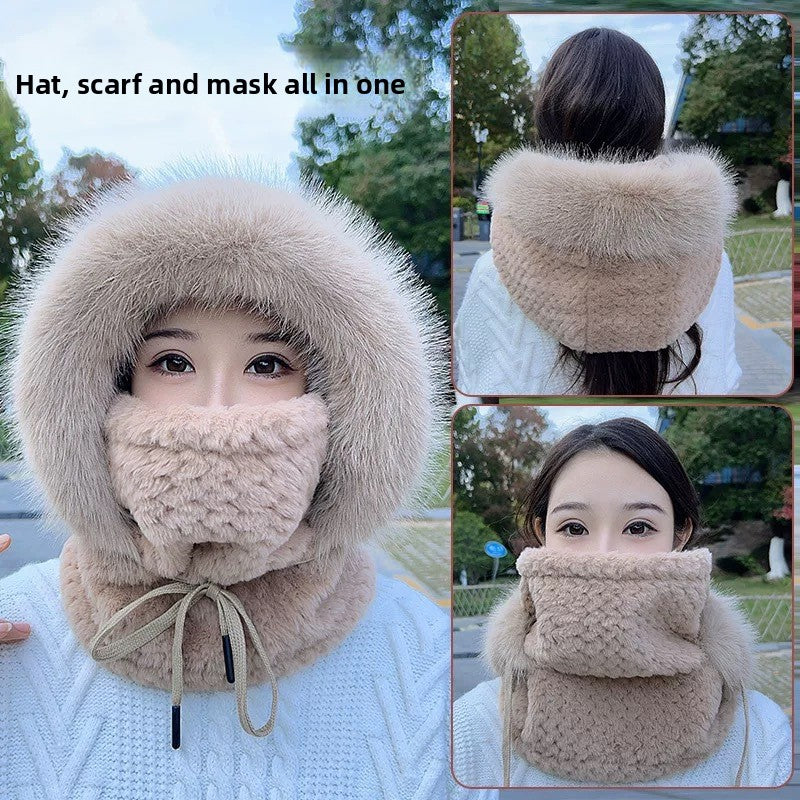Windproof Winter Hat with Scarf and Mask for Women