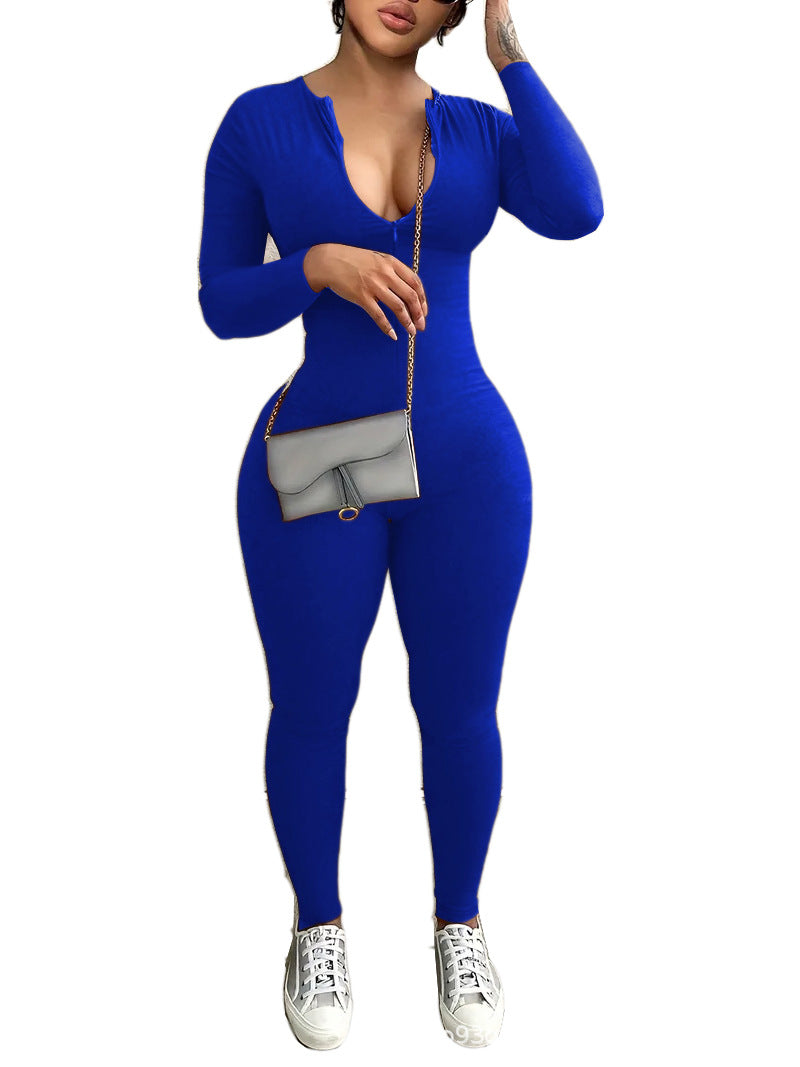 Seamless Long Sleeve Zipper Jumpsuit