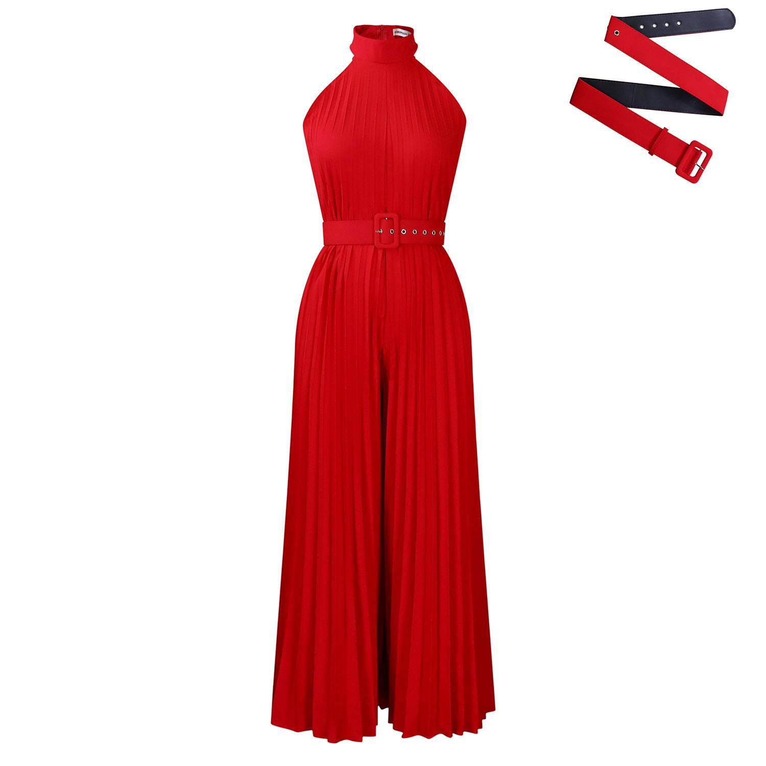Sleeveless Wide Leg Jumpsuit with Belt