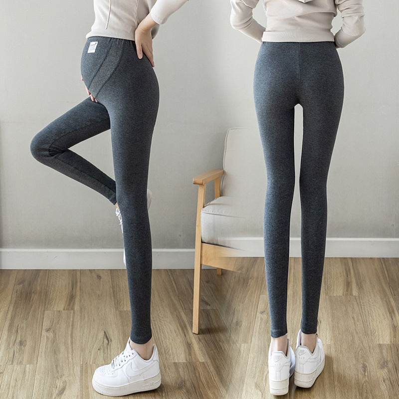 Maternity Leggings with Belly Support Cotton Cropped Pants