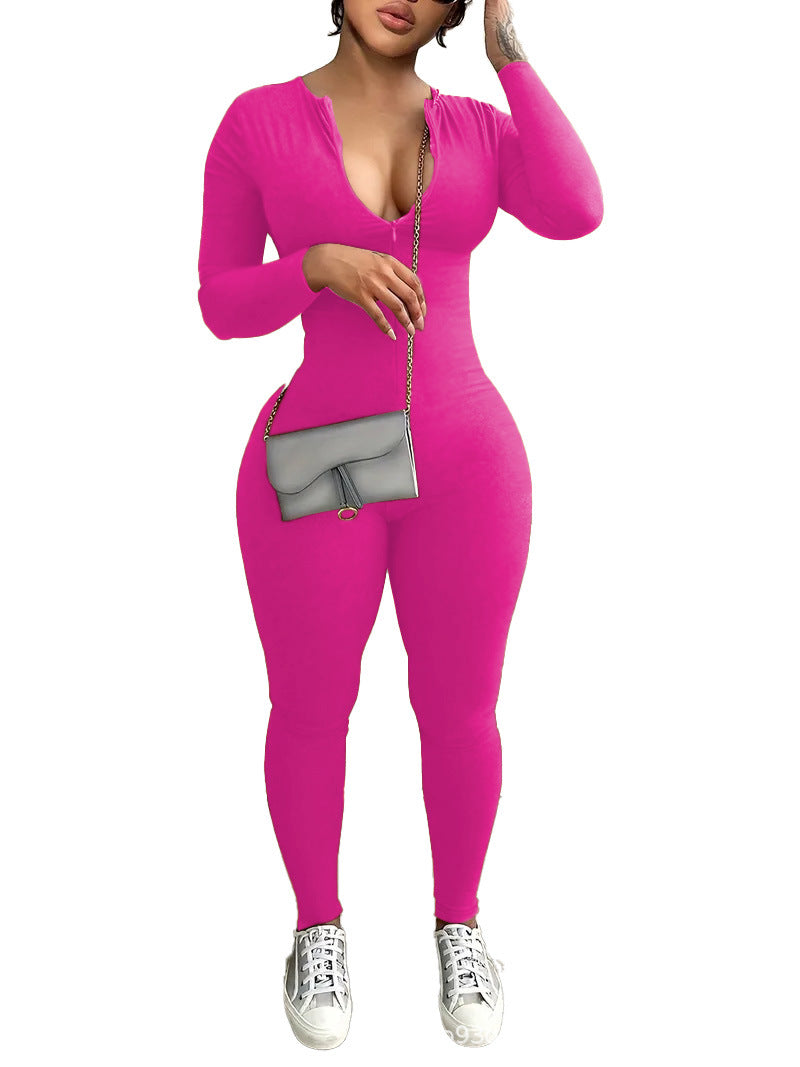 Seamless Long Sleeve Zipper Jumpsuit