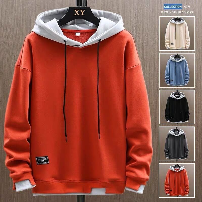 Mens Hooded Sweatshirt Loose Fit Two Piece Style