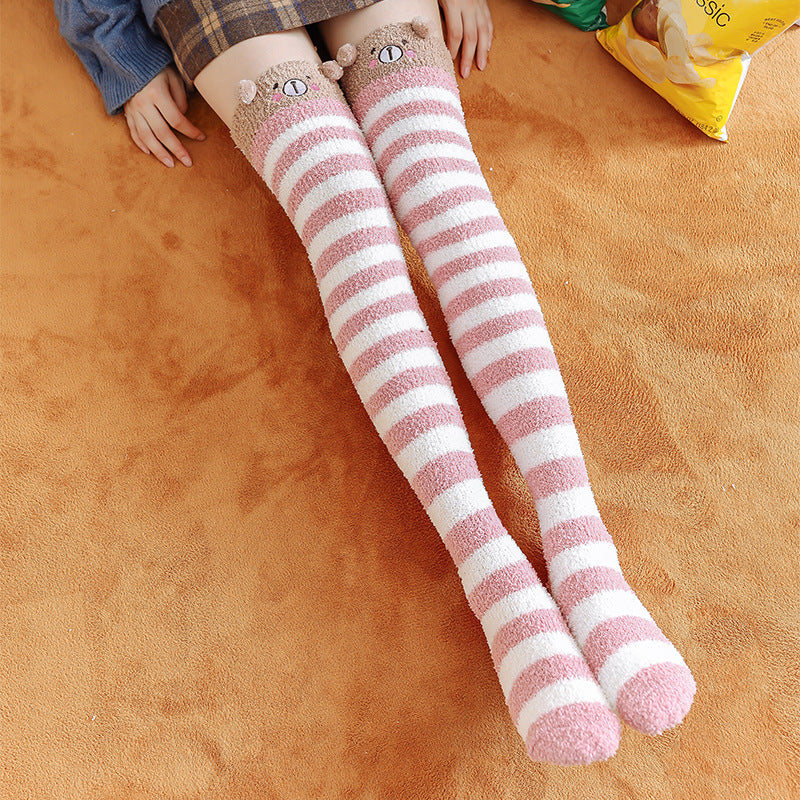 Winter Cartoon Fleece Knee Socks